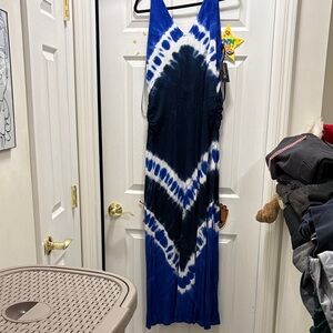 INC International Concepts Blue and White Tie-Dye Maxi Dress